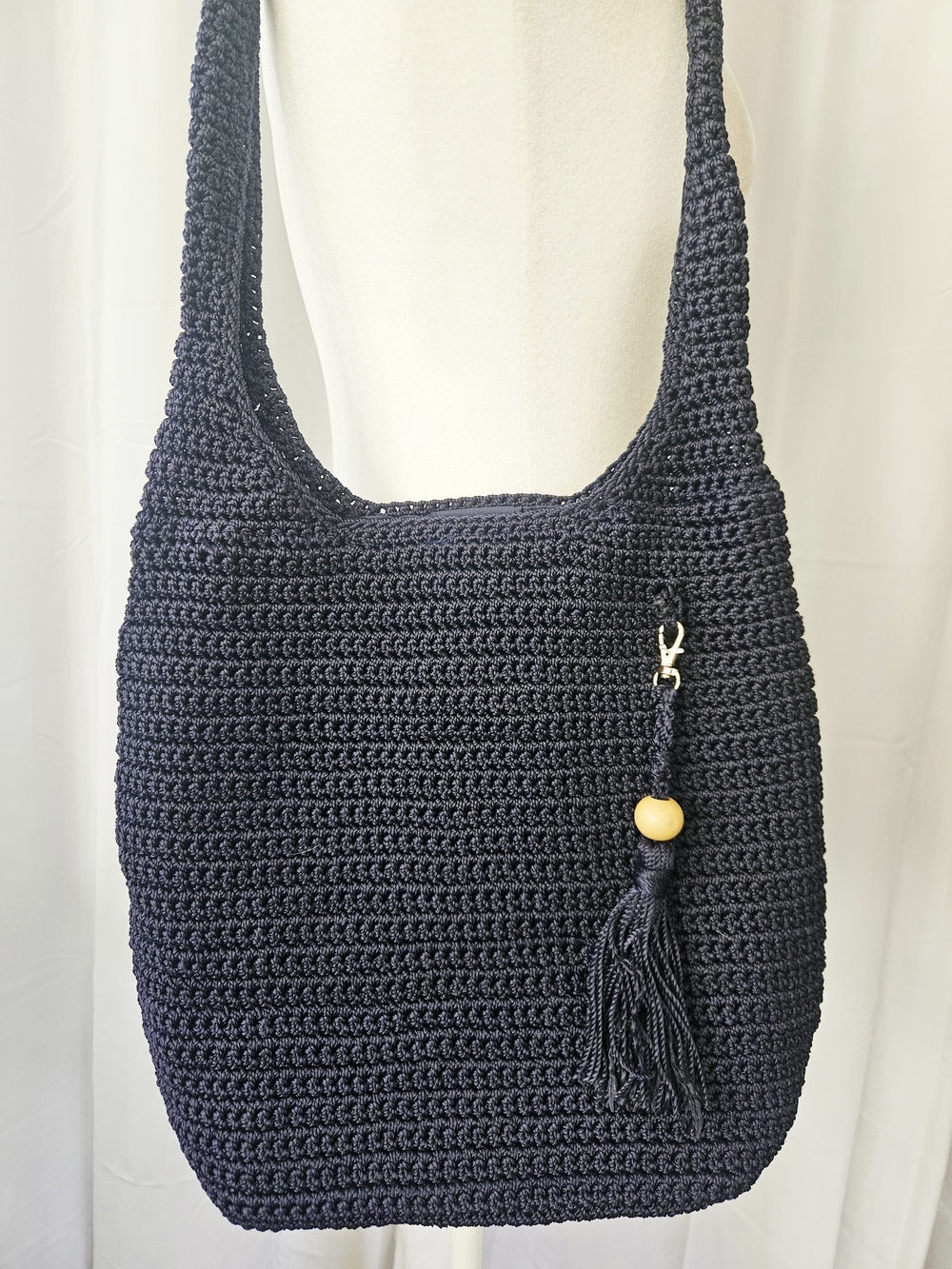Tommy Bahama Navy Crochet Shoulder Bag | Tassel Accent | Boho Coastal 🌊